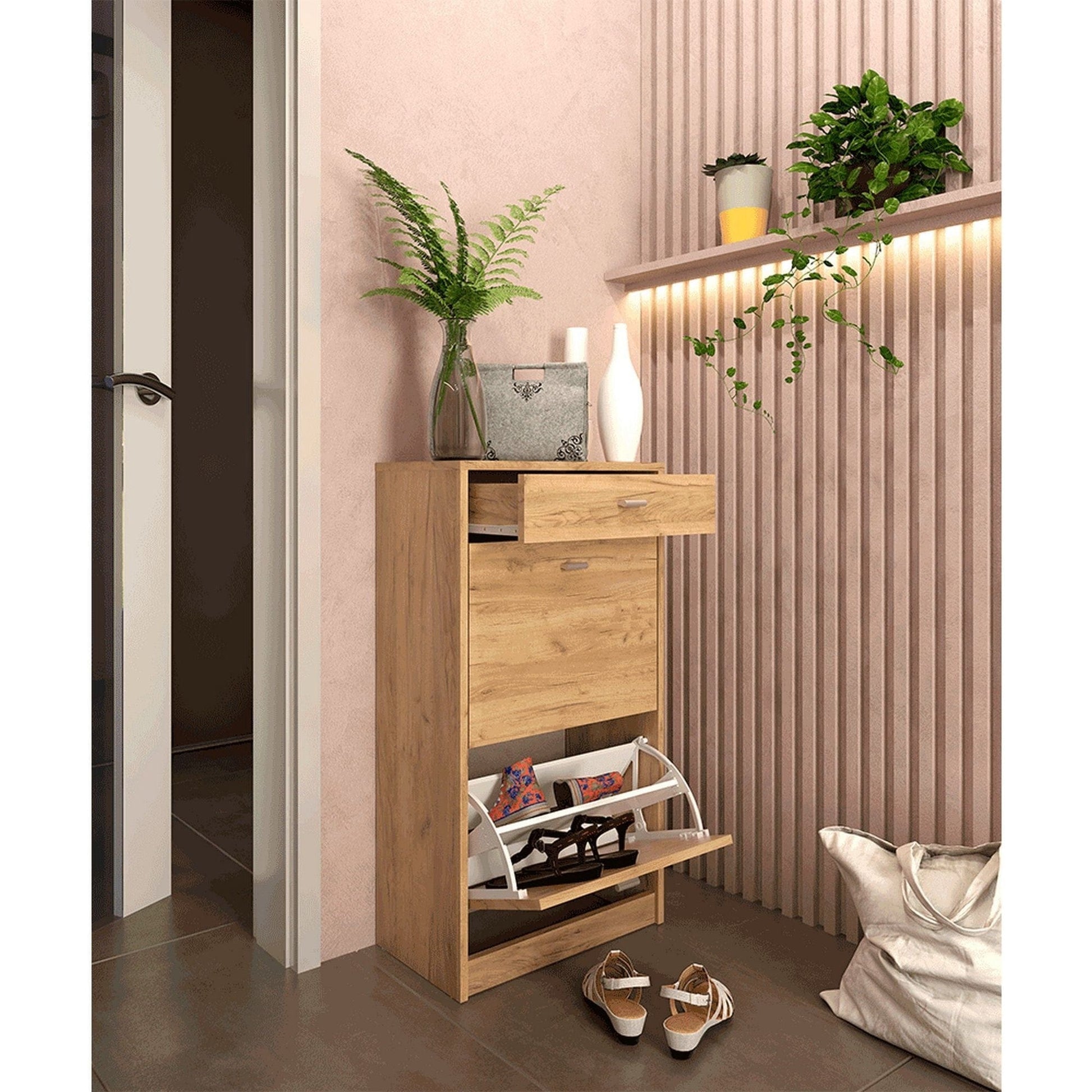 Pantofar VIVAT NEW TYP1, stejar artisan, PAL melaminat, 50x28x98 cm