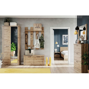 Pantofar DOORSET, PAL laminat/MDF, stejar navarra, 110×41×53 cm