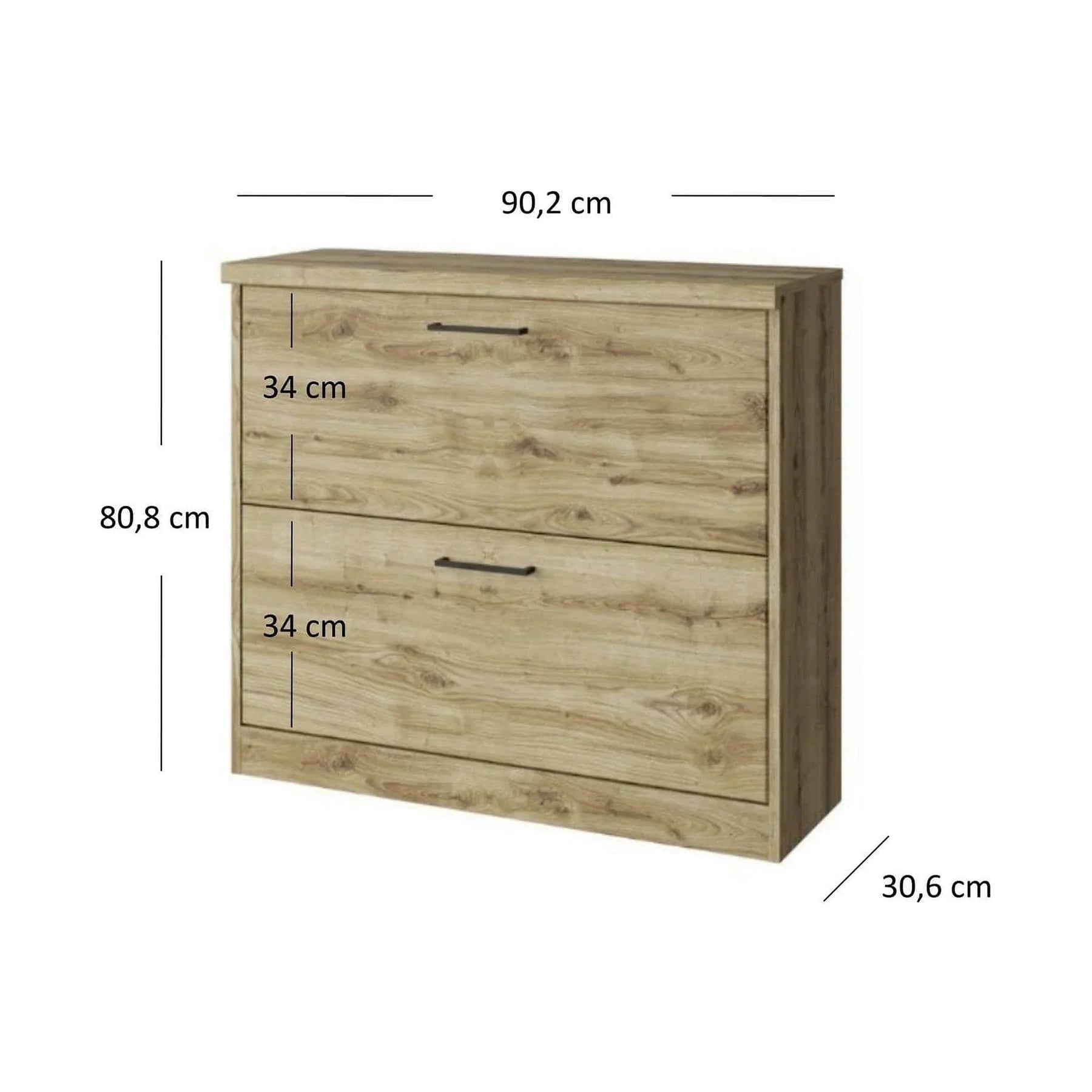 Pantofar DOORSET, PAL laminat/MDF, stejar navarra, 90×31×81 cm