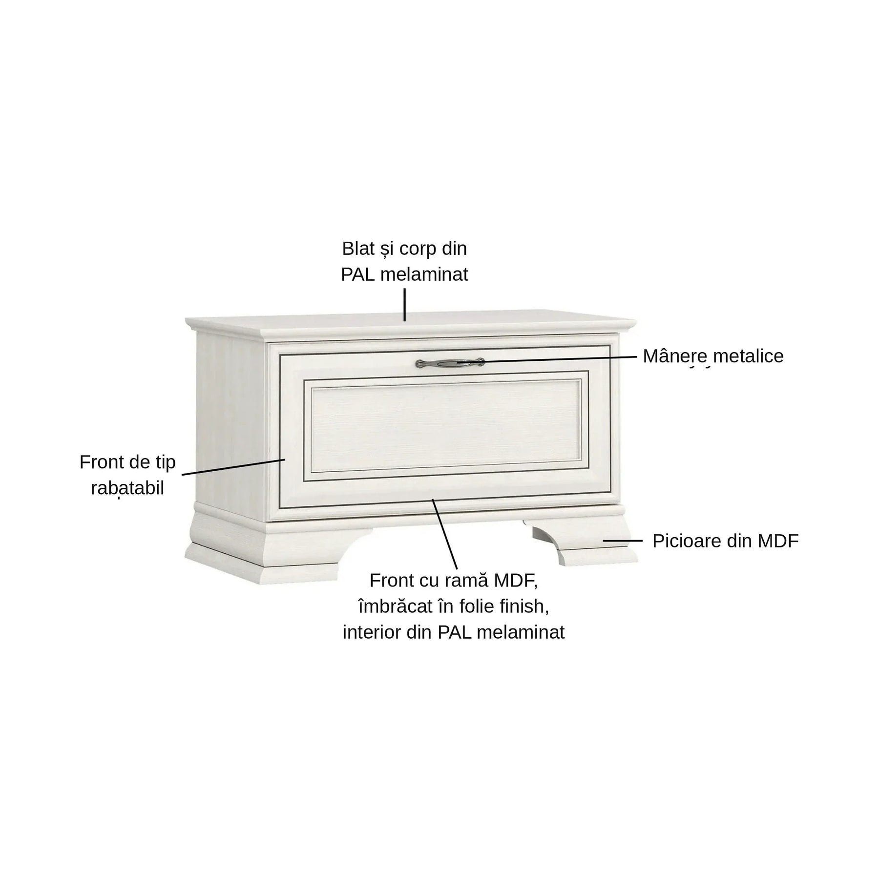 Pantofar TIFFANY II, PAL laminat/MDF, grej, 70×37×42 cm