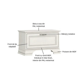 Pantofar TIFFANY II, PAL laminat/MDF, grej, 70×37×42 cm