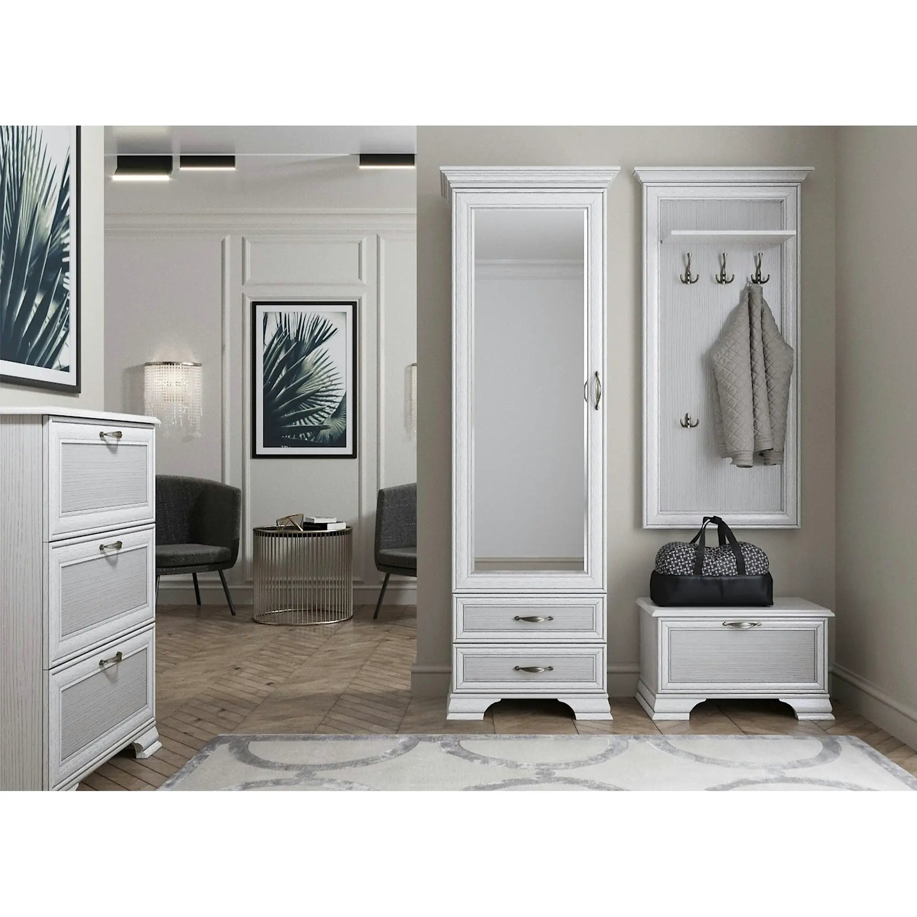 Pantofar TIFFANY II, PAL laminat/MDF, grej, 84×18×120.5 cm