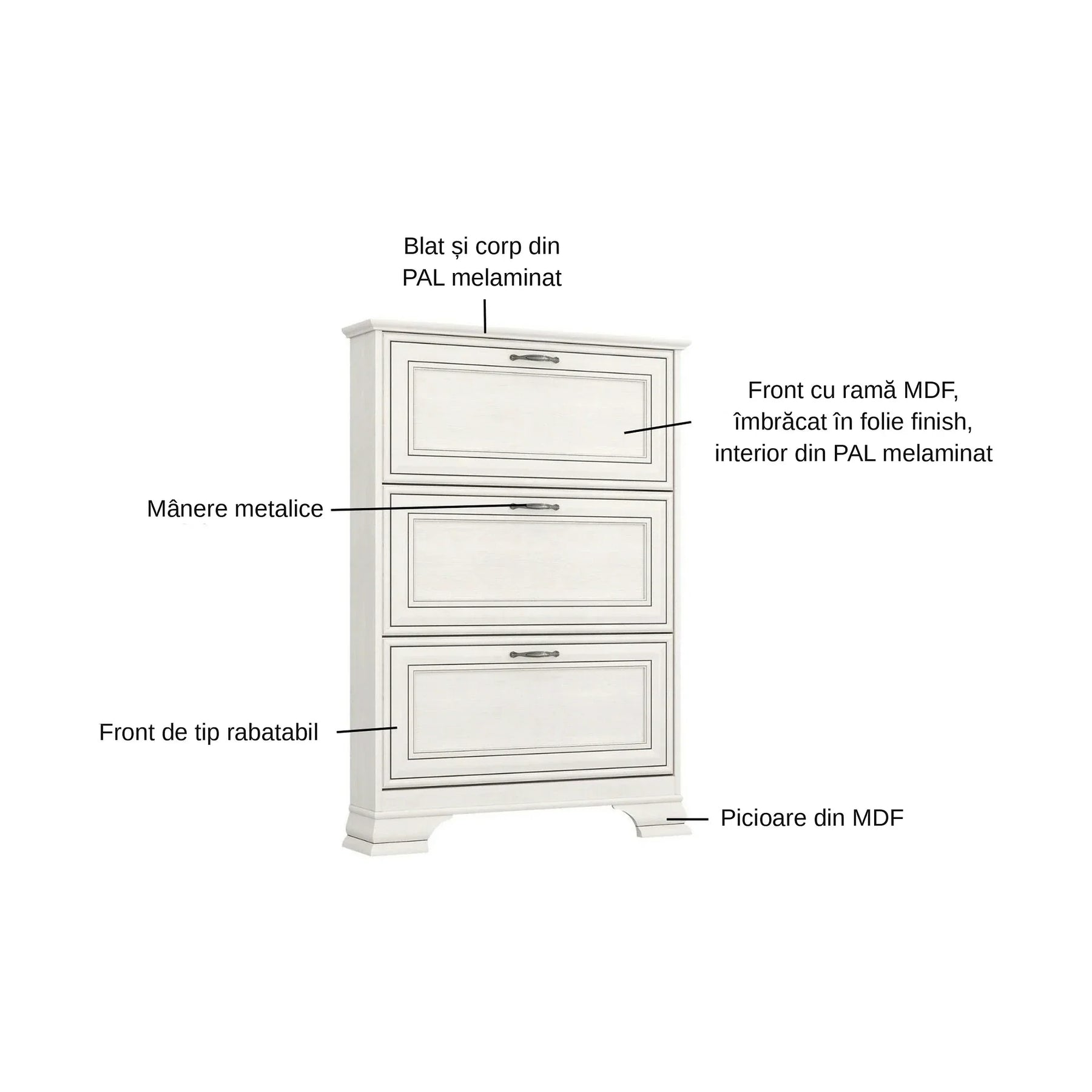 Pantofar TIFFANY II, PAL laminat/MDF, grej, 84×18×120.5 cm