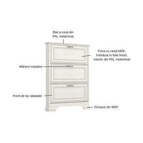 Pantofar TIFFANY II, PAL laminat/MDF, grej, 84×18×120.5 cm