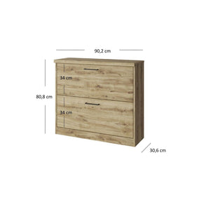 Pantofar DOORSET, stejar navarra, PAL laminat, 90x31x81 cm