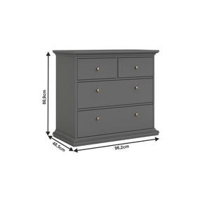 Comoda cu 4 sertare PARIS, gri, PAL laminat, 96,2x48,5x86,9 cm