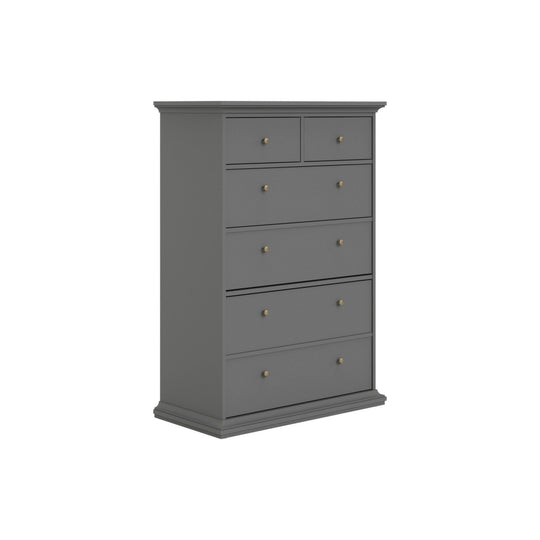 Comoda cu 6 sertare PARIS, gri, PAL laminat, 96,2x48,5x139,5 cm