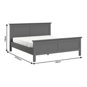 Pat dormitor PARIS, PAL laminat lacuit, gri, 180x200, fara somiera si saltea