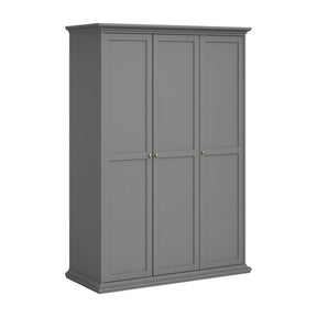 Dulap haine PARIS 75353, PAL lacuit, gri, 138,8x60,5x200,6 cm, 6 rafturi si 1 bara pentru umerase