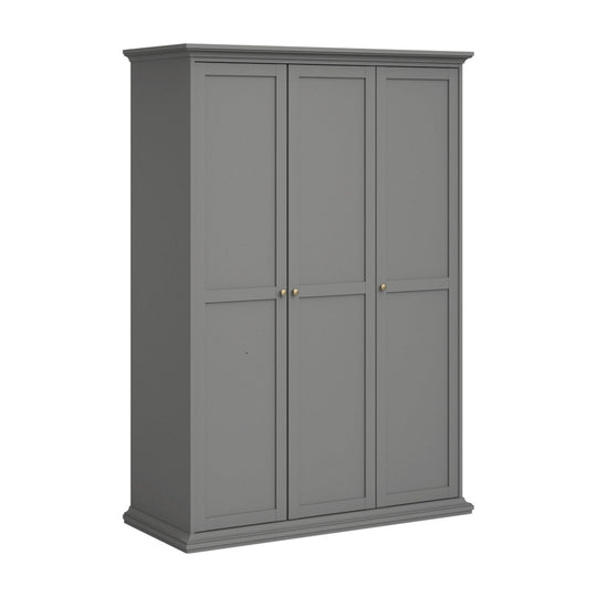 Dulap haine PARIS 75353, PAL lacuit, gri, 138,8x60,5x200,6 cm, 6 rafturi si 1 bara pentru umerase
