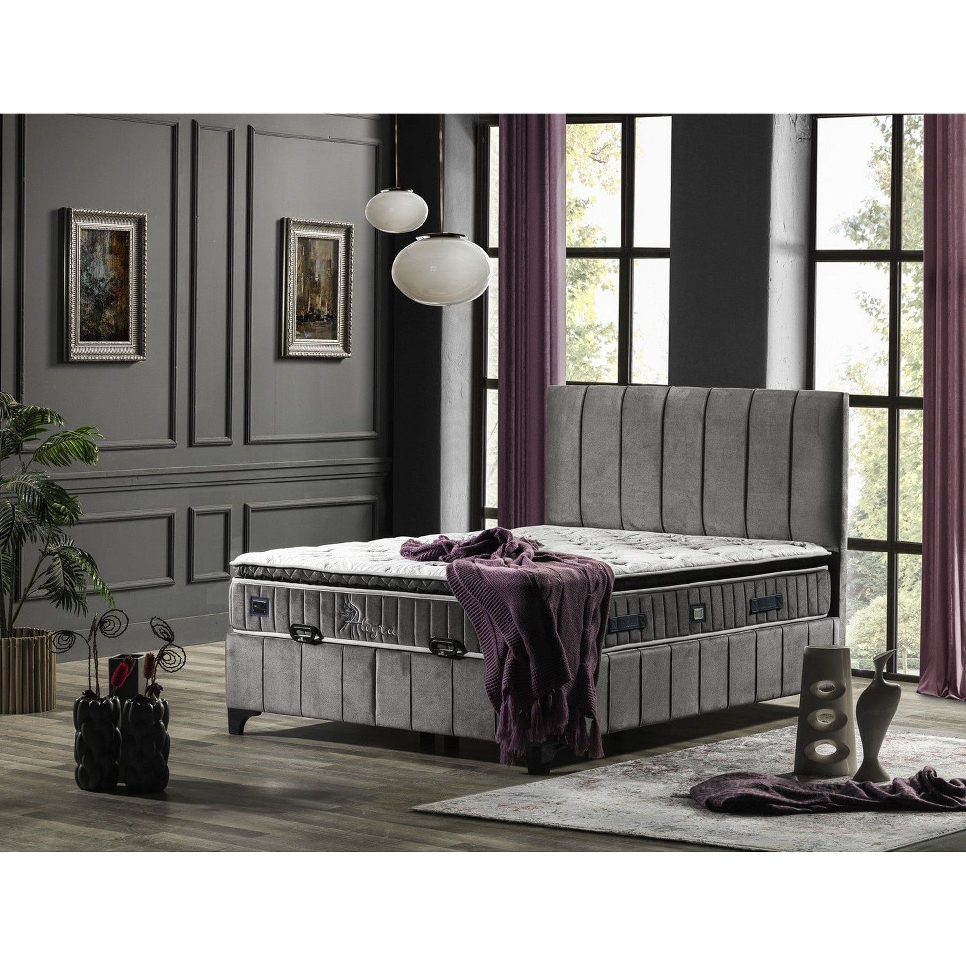 Pat ALEGRA 160x200, personalizabil gama Oferta Avantaj, cu somiera si spatiu depozitare