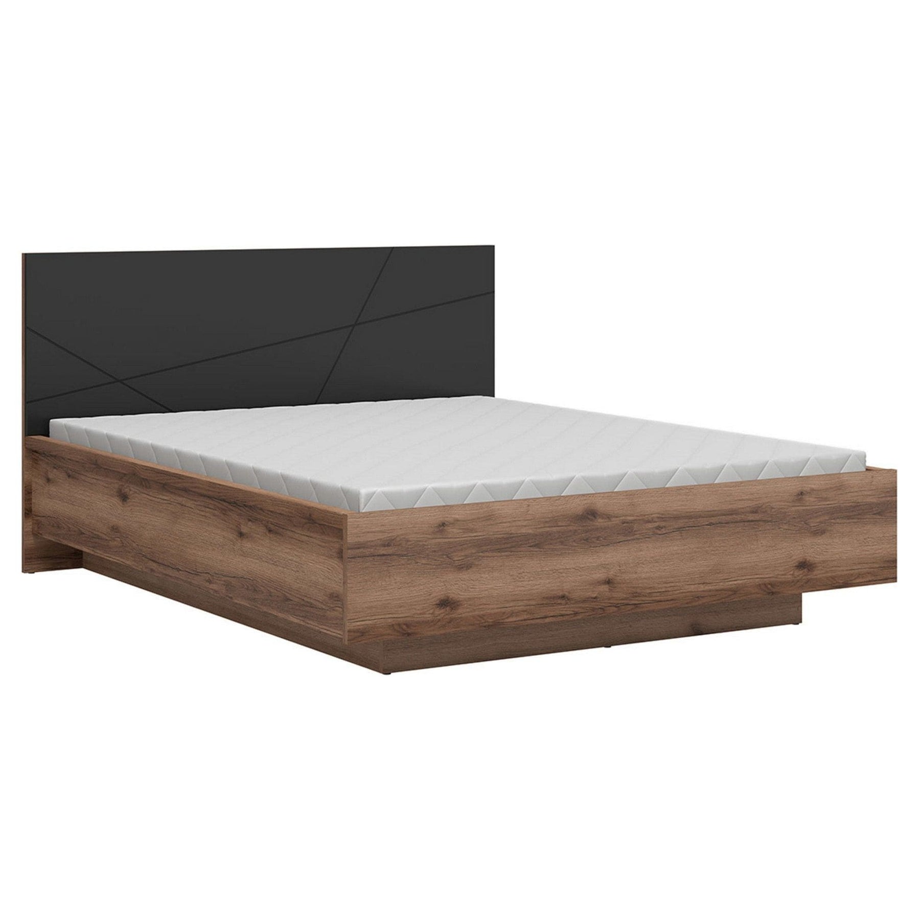 Pat 160x200 BERGEN OCN-28819, stejar inchis/negru mat