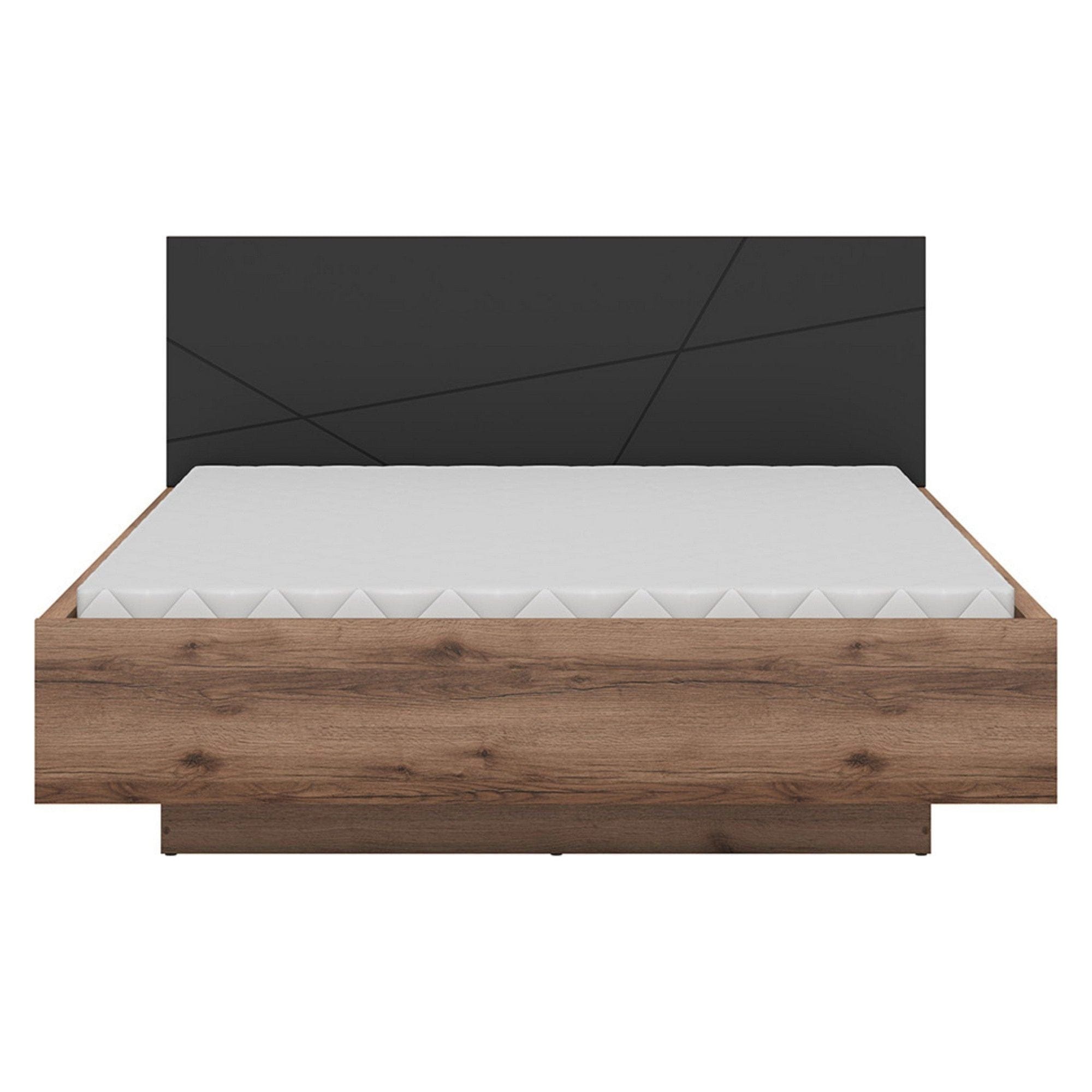 Pat 160x200 BERGEN OCN-28819, stejar inchis/negru mat