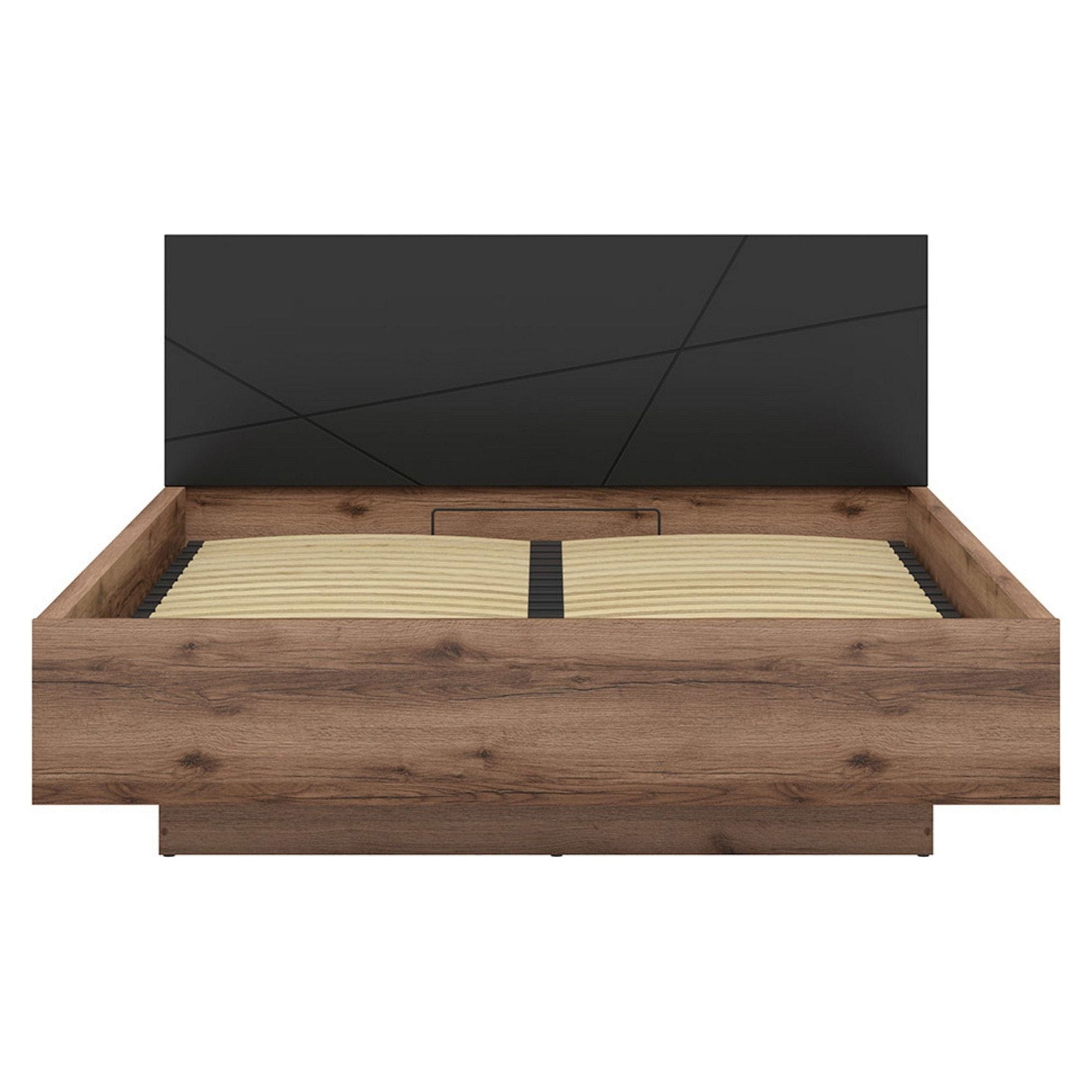 Pat 160x200 BERGEN OCN-28819, stejar inchis/negru mat