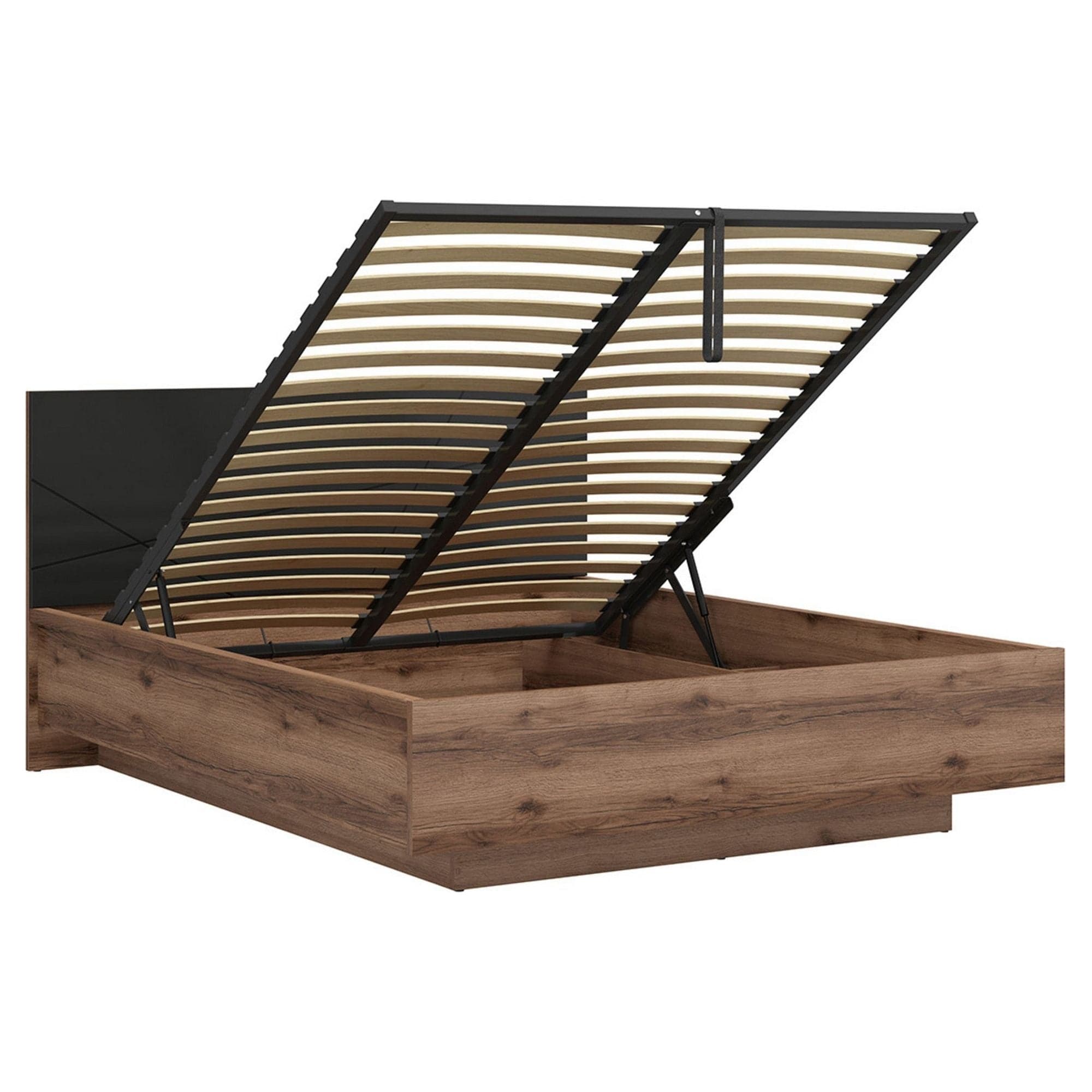 Pat 160x200 BERGEN OCN-28819, stejar inchis/negru mat