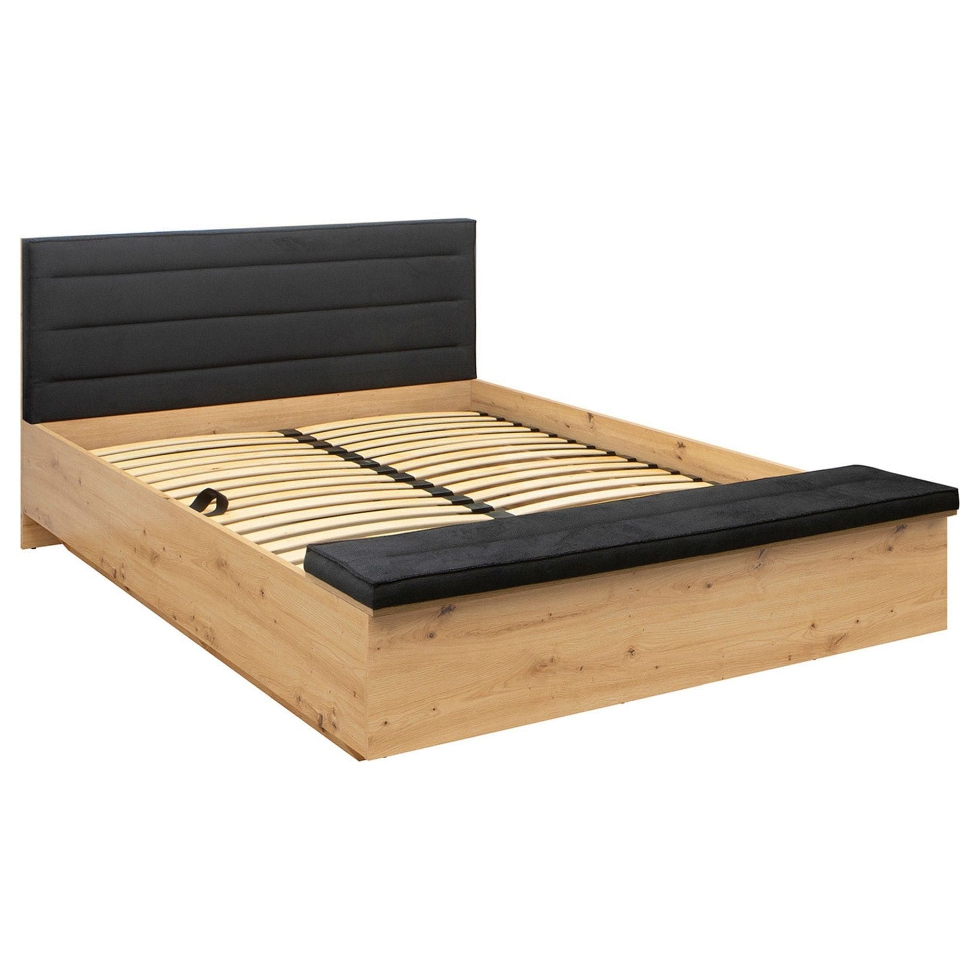 Pat 160x200 BERGEN OCN-28840, stejar artisan/negru