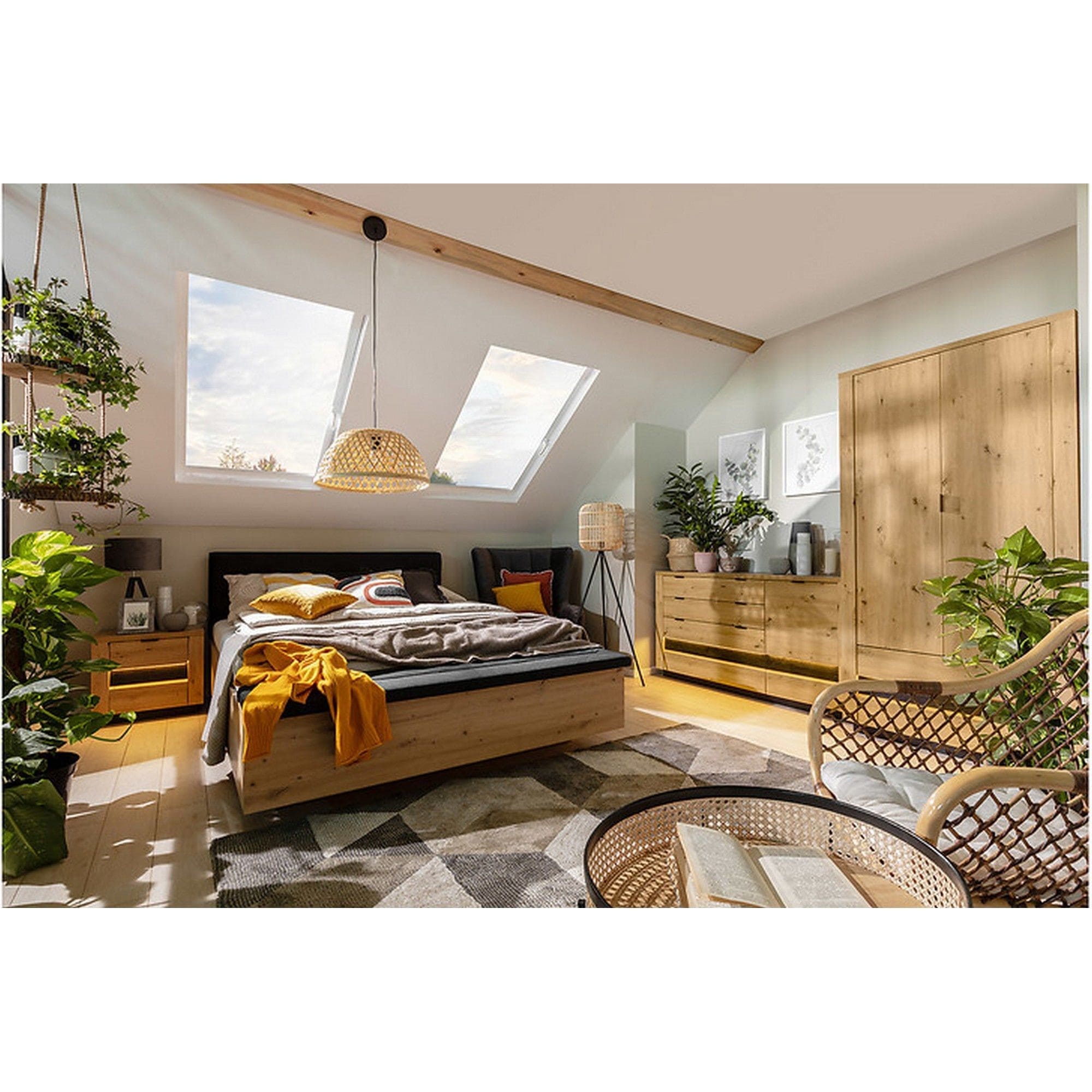 Pat 160x200 BERGEN OCN-28840, stejar artisan/negru