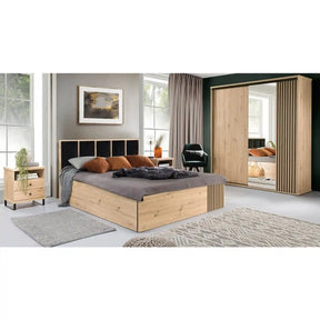Pat 160x200 HOUSTON OCN-36913, stejar artisan/negru