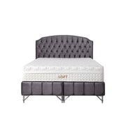 Pat LOFT 160x200, stofa catifelata gri - Nil 18, cu somiera si spatiu depozitare