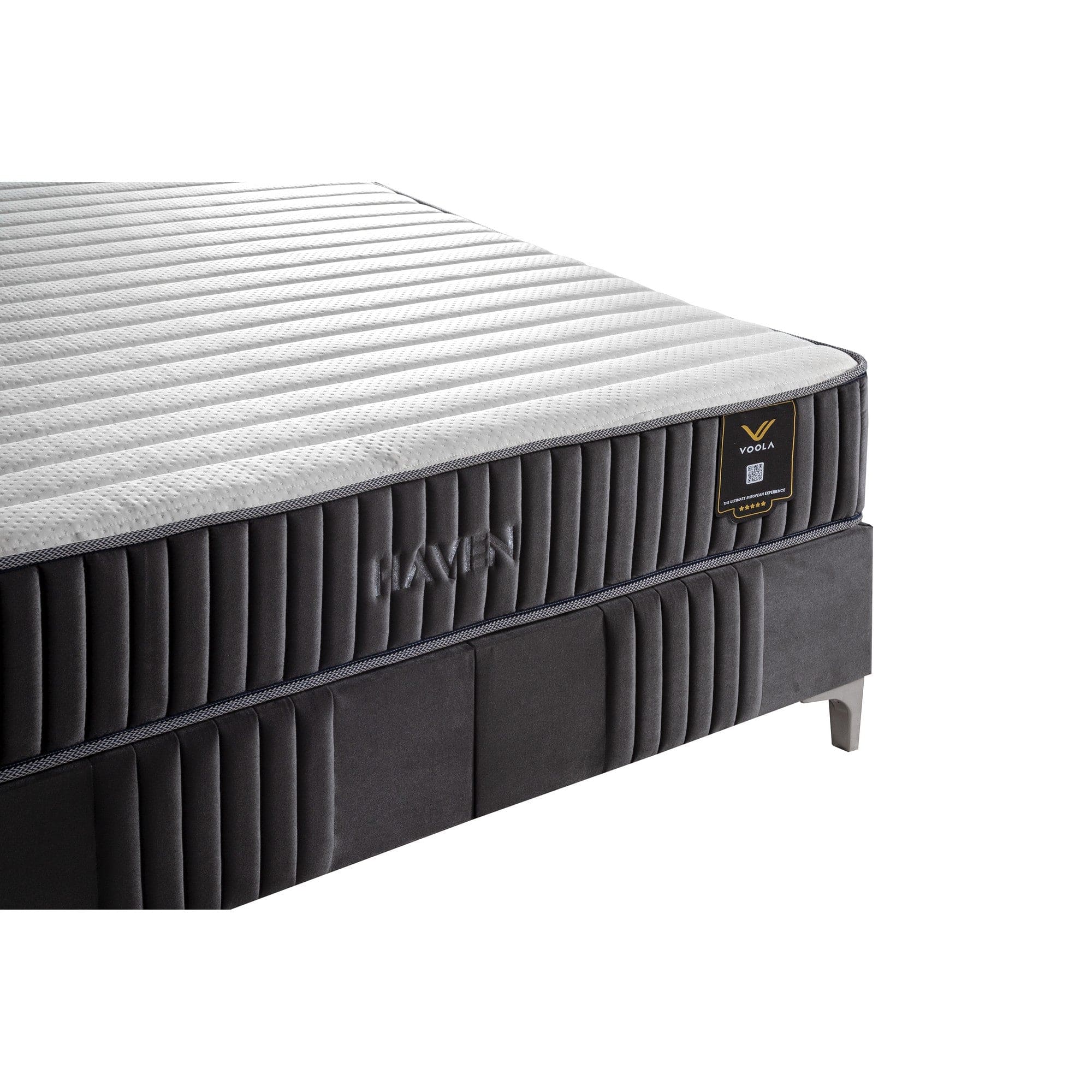 Pat HAVEN 160x200, stofa catifelata gri - Nil 18, cu somiera si spatiu depozitare