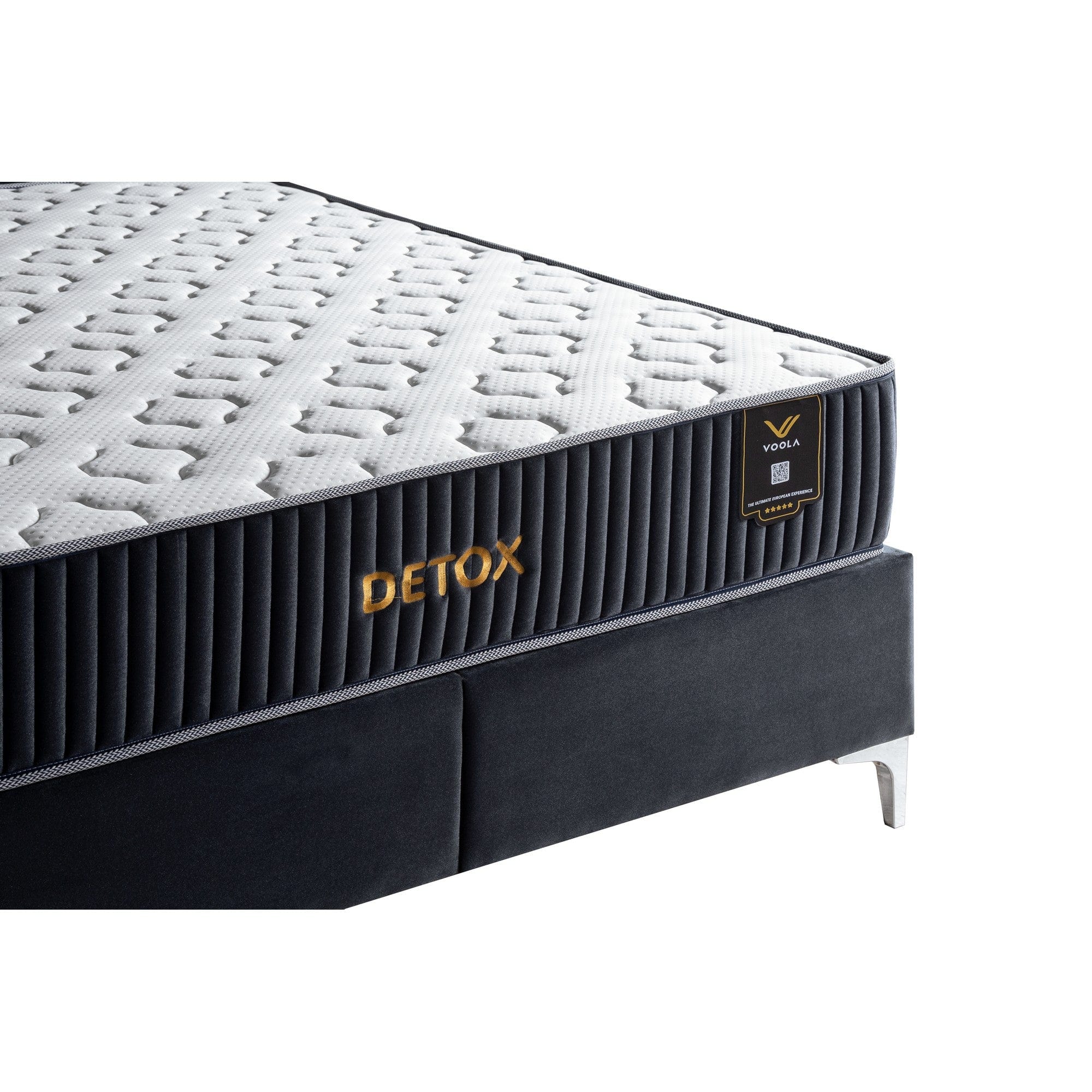 Pat DETOX 160x200, stofa catifelata albastru inchis - Luna 19, cu suport saltea si spatiu depozitare