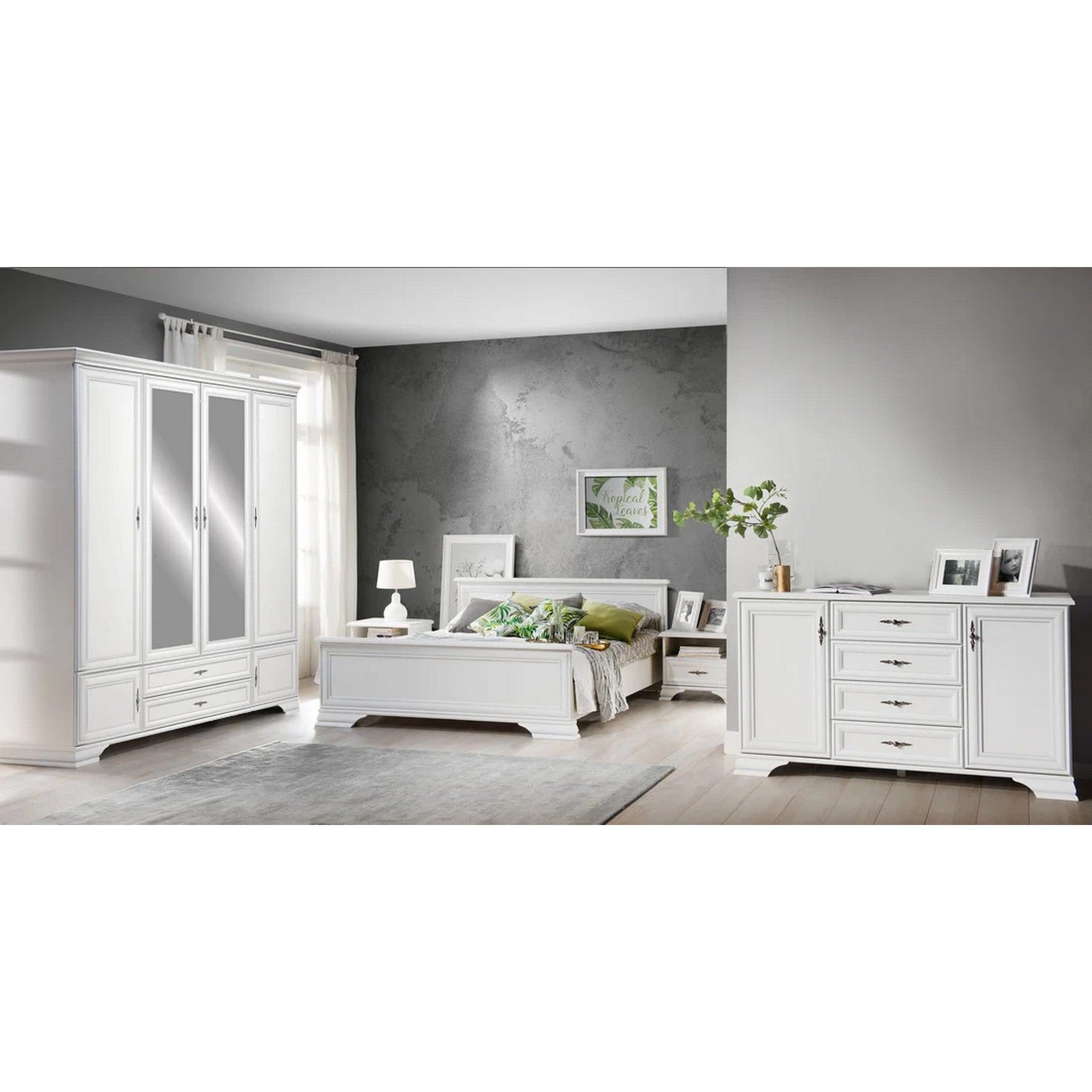 Pat Idento LOZ 180x200, alb, PAL/metal, cu somiera si sertare