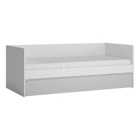 Pat ALBI 90x200, alb, PAL/metal, cu somiera si spatiu depozitare