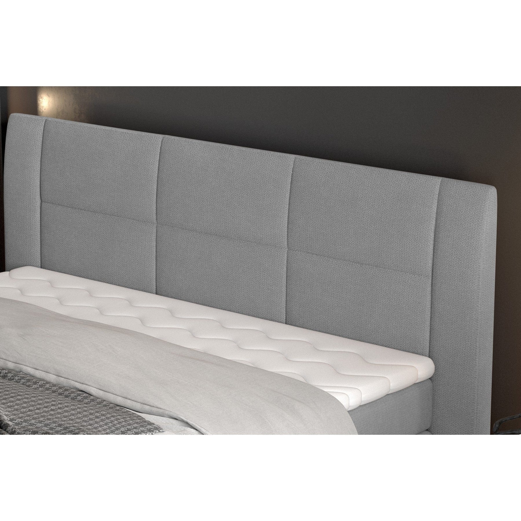 Pat boxspring STELLA 180x200, personalizabil materiale Gama Premium, cu lada depozitare, saltele si topper