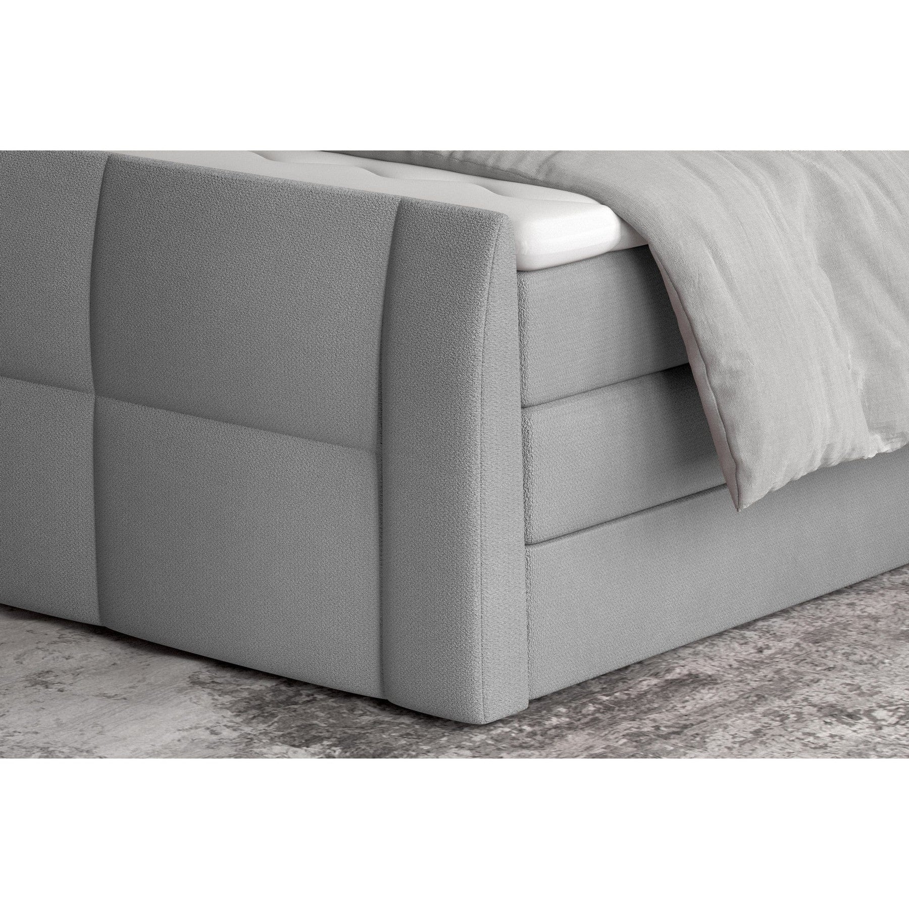 Pat boxspring STELLA 180x200, personalizabil materiale Gama Premium, cu lada depozitare, saltele si topper