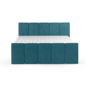 Pat boxspring FRESCO, stofă/burete/PAL, gri deschis - Royal velvet 17, 149×222×111 cm