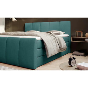 Pat boxspring FRESCO, stofă/burete/PAL, gri deschis - Royal velvet 17, 149×222×111 cm