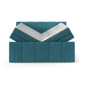 Pat boxspring FRESCO, stofă/burete/PAL, gri deschis - Royal velvet 17, 149×222×111 cm