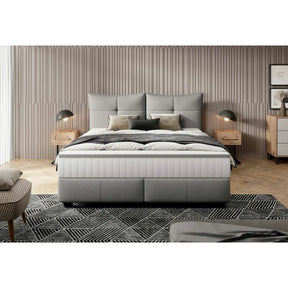Pat CADIS 180x200, stofa catifelata turcoaz inchis - Riviera 87, cu suport pentru saltea