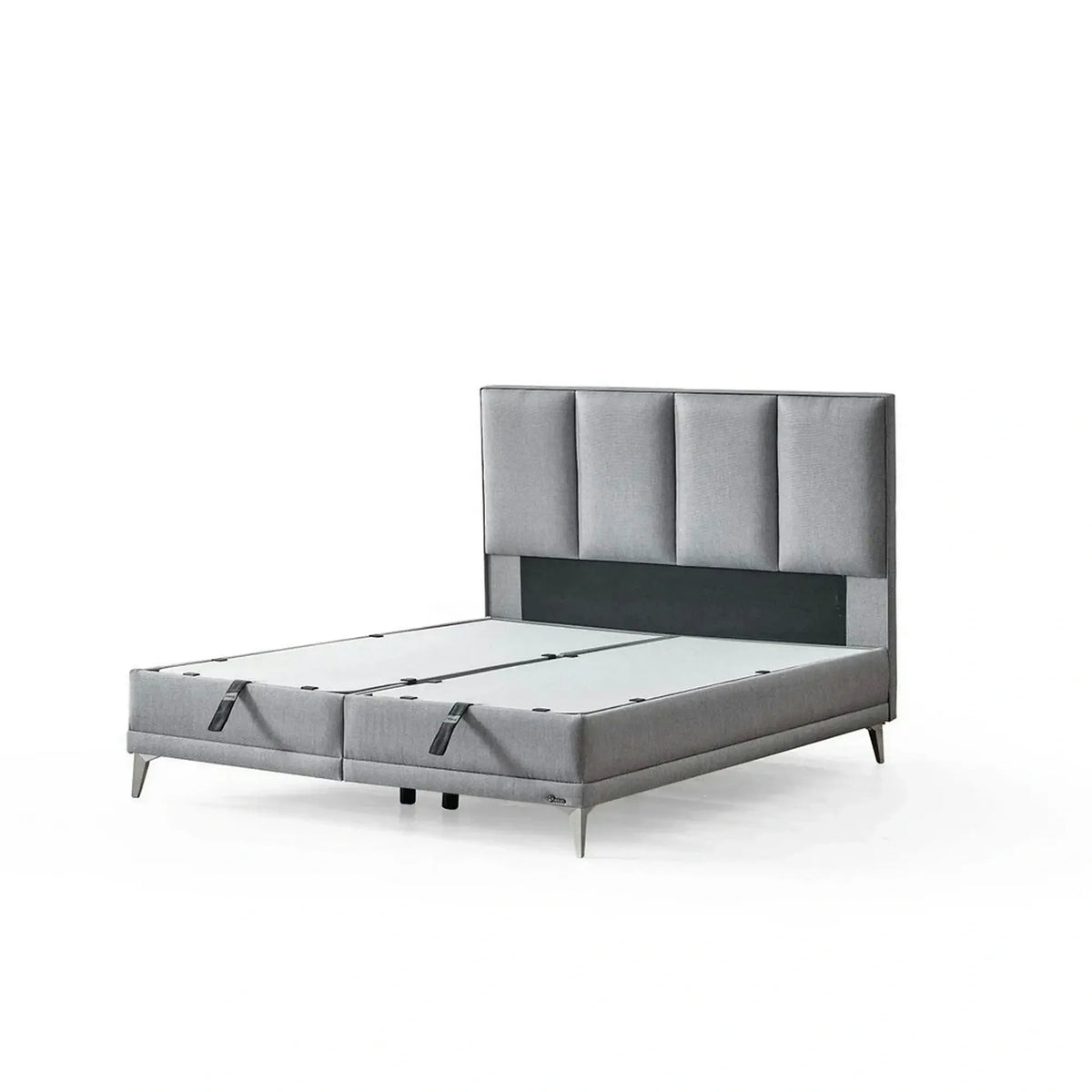 Pat COOL TOUCH 160x200, stofa gri - Noway E1055, cu somiera si spatiu depozitare