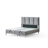 Pat COOL TOUCH 160x200, stofa gri - Noway E1055, cu somiera si spatiu depozitare