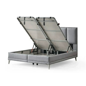 Pat COOL TOUCH, stofă/lemn/metal, gri - Noway E1055, 160×200×125 cm