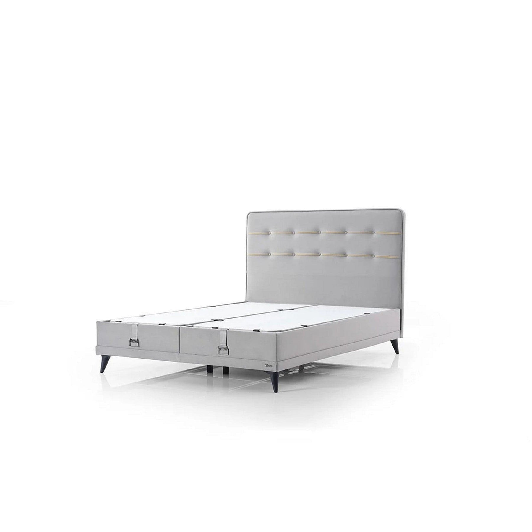Pat FLEXFIT 160x200, stofa catifelata gri deschis - Evo 1055, cu somiera si spatiu depozitare