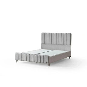 Pat LINEN ORGANIC 160x200, stofa crem - S0001, cu somiera si spatiu depozitare