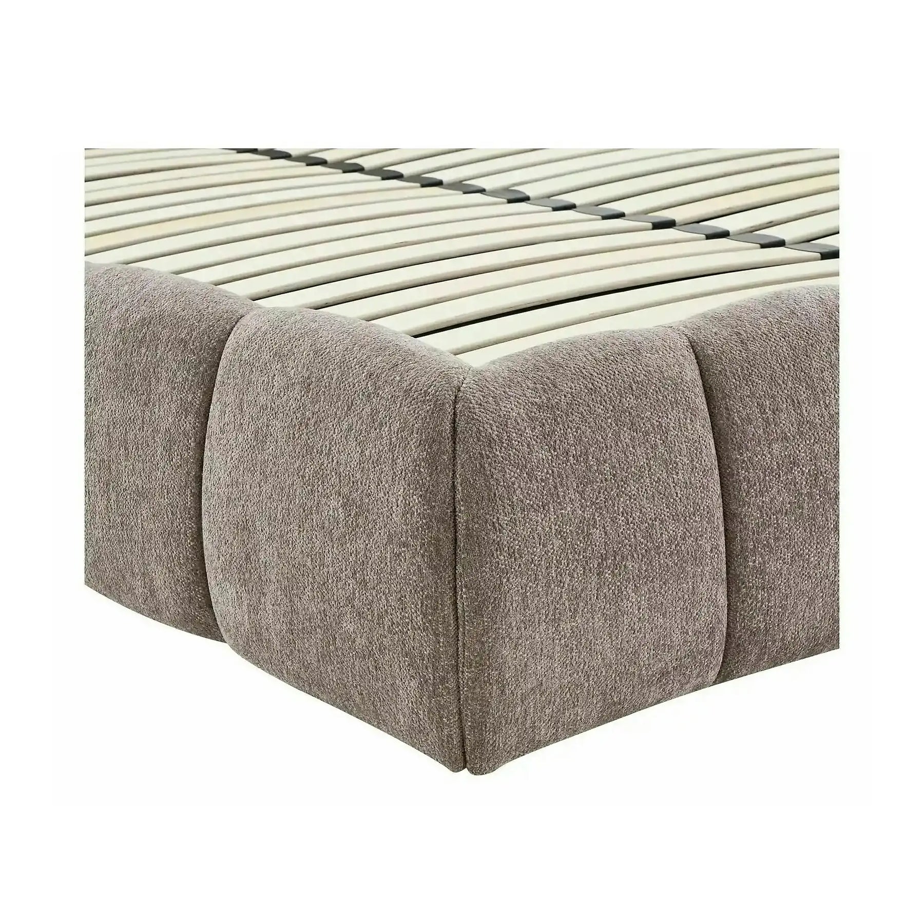 Pat PARMA 140x200, bej închis, stofă, cu spațiu de depozitare