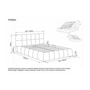Pat PARMA 140x200, bej închis, stofă, cu spațiu de depozitare