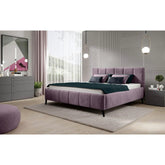 Pat RIVA SR 160x200, stofa catifelata violet - Whisper 14, cu suport saltea si sistem de reglare