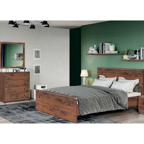 Pachet dormitor Indiana, pat 120 + comoda 4 sertare + oglinda 80, stejar sutter.