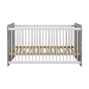 Patut pentru copii EMILY 70x140, alb/gri beton, PAL/metal, cu somiera