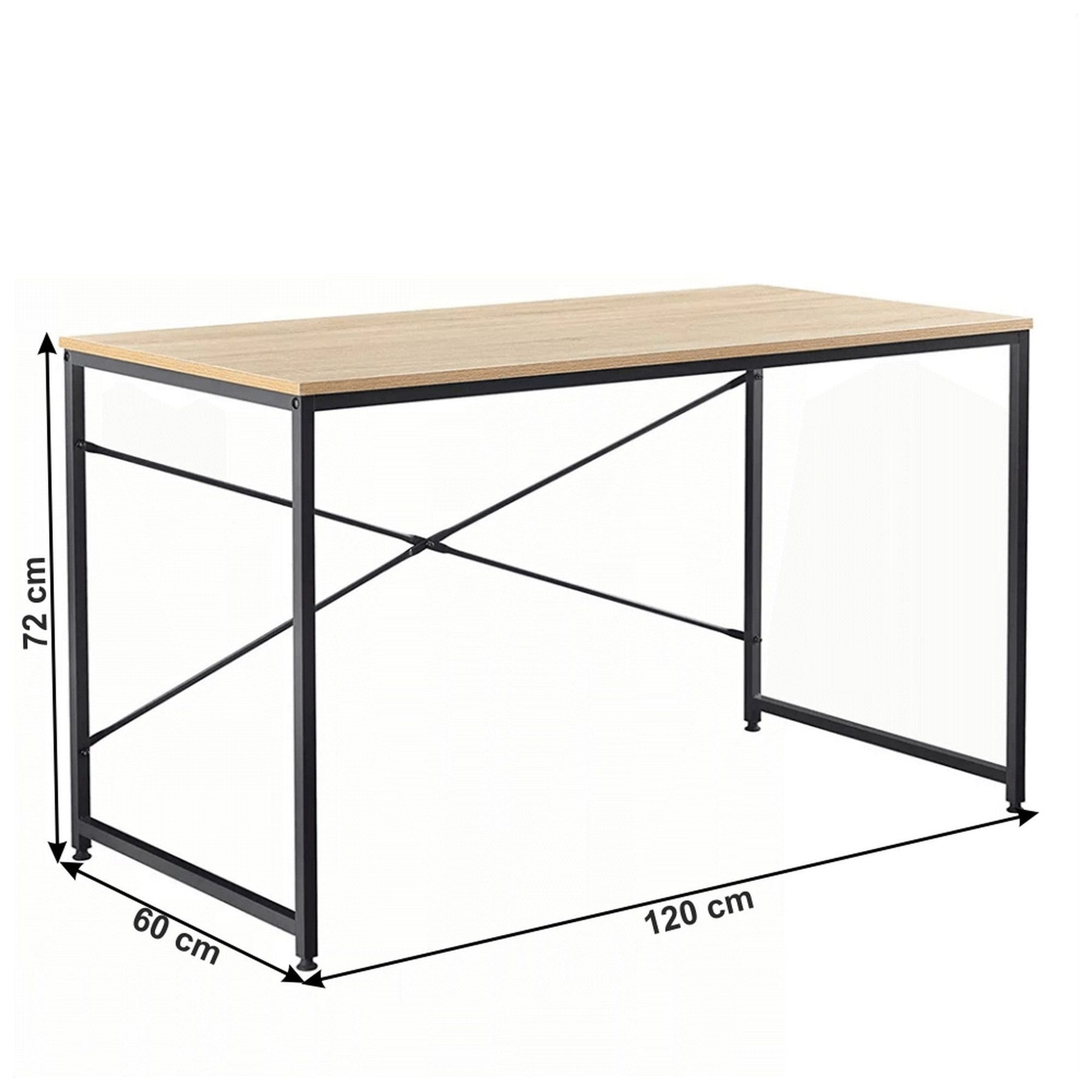 Masa birou MELLORA, PAL laminat, stejar/negru, 120x60x72 cm