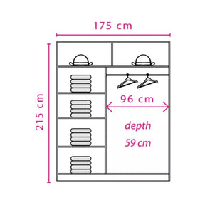 Dulap EFFECT, stejar sonoma, PAL melaminat, cu 2 usi, 175x59x215 cm