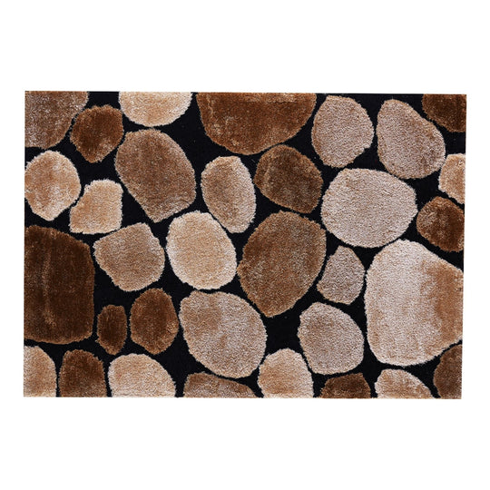 Covor PEBBLE TYP 2, 80x150 cm, forma dreptunghiulara, maro/negru, poliester
