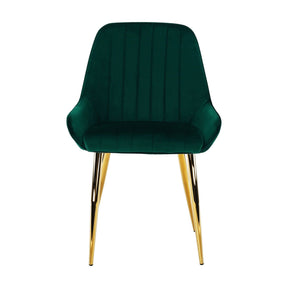 Scaun PERLIA, verde smarald, stofa catifelata/crom auriu, 56x62x89 cm