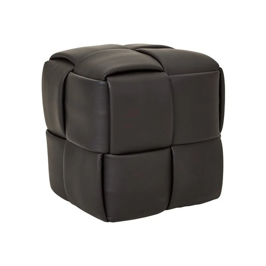 Taburet LUCA, negru, piele ecologica, 42x42x43 cm