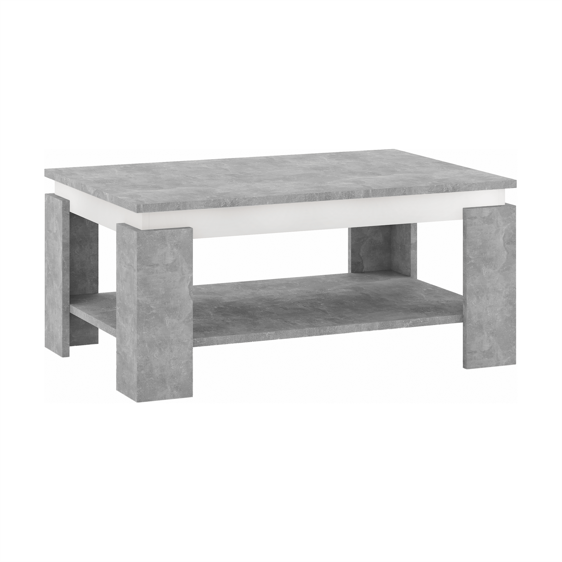 Masuta cafea PIANI, gri beton/alb, 90x60x41 cm