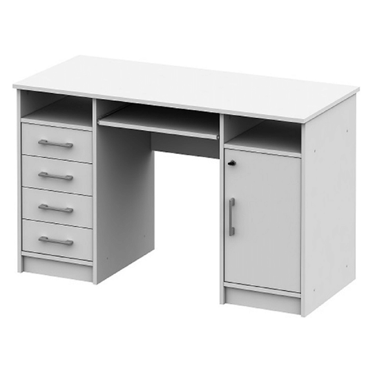 Birou B9 NEW, alb, DTD laminat, 123.5x55x75.5 cm